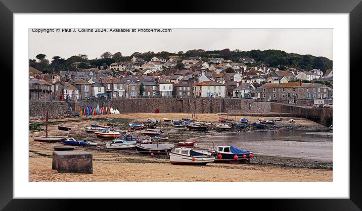 Mousehole Harbour Framed Mounted Print by Paul J. Collins