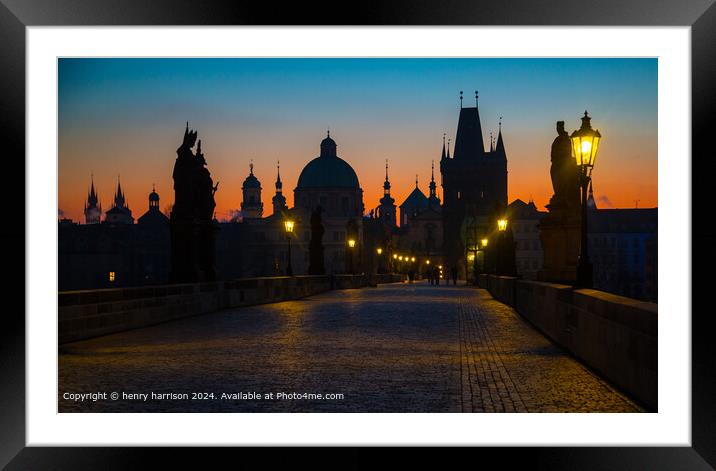 Prague Sunrise  Framed Mounted Print by henry harrison