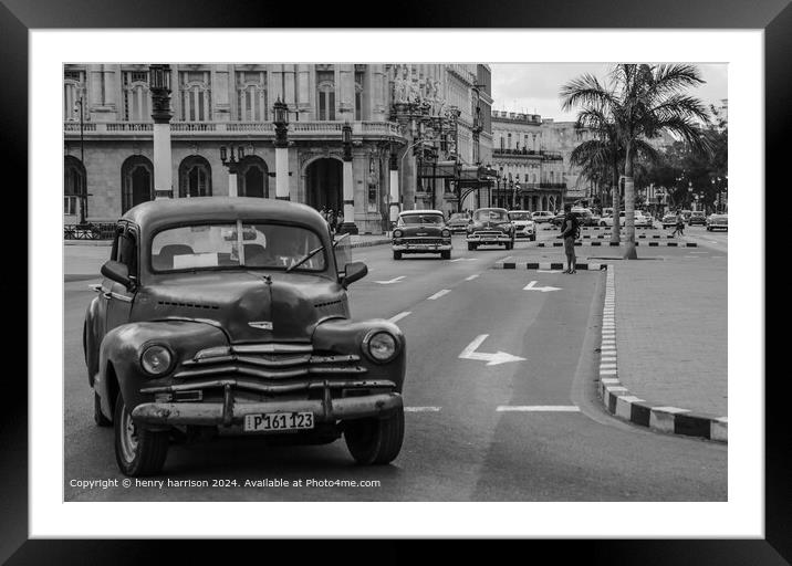 Havana City Life Street Framed Mounted Print by henry harrison