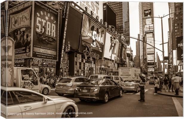 Busy Street Life, Times Square Canvas Print by henry harrison