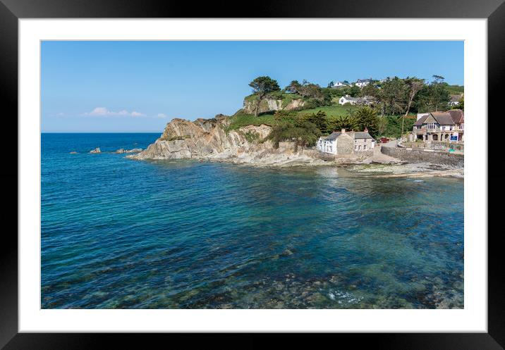 Lee Bay Coastal Landscape Framed Mounted Print by Andrew Sharpe