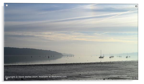 Orwell estuary misty morning Acrylic by Kevin Wailes