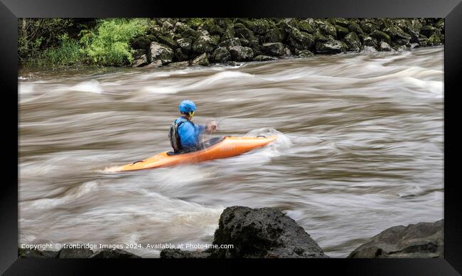 Kayaker on Jackfield Rapids Framed Print by Ironbridge Images