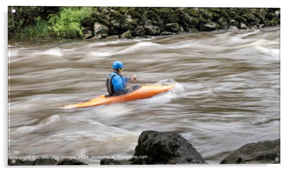 Kayaker on Jackfield Rapids Acrylic by Ironbridge Images
