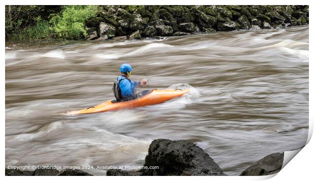 Kayaker on Jackfield Rapids Print by Ironbridge Images