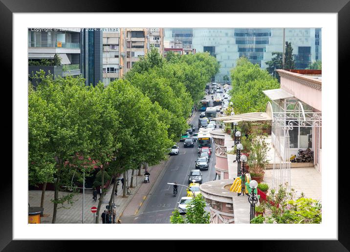 Tirana Cityscape Street View Framed Mounted Print by Ian Murray