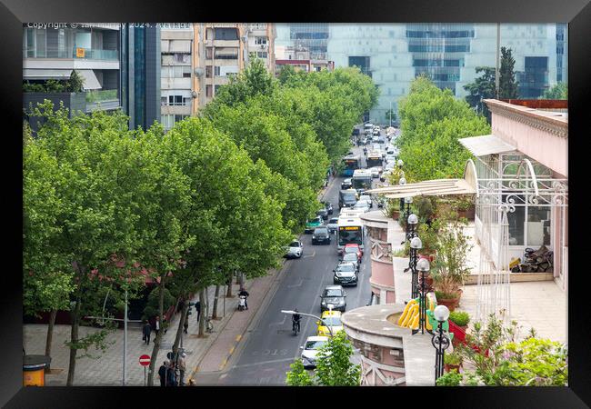 Tirana Cityscape Street View Framed Print by Ian Murray