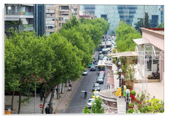 Tirana Cityscape Street View Acrylic by Ian Murray