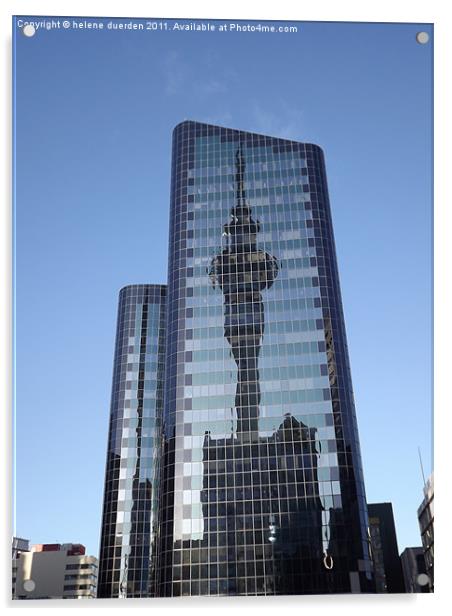 Skytower Reflection Acrylic by helene duerden