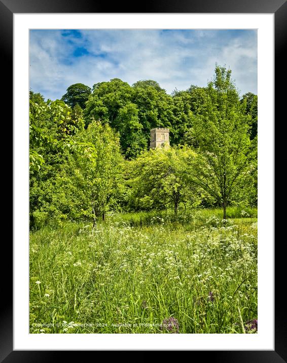The Church and the  Meadow in Spring Framed Mounted Print by Roger Mechan