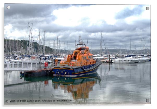 Torbay Lifeboat RNLI Harbour Acrylic by Peter Bolton