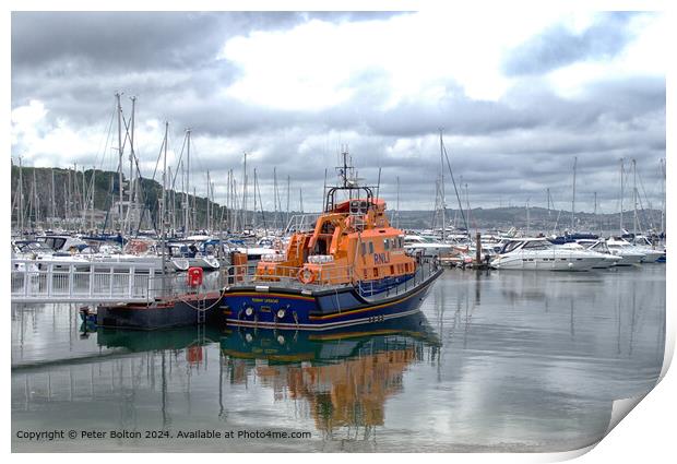 Torbay Lifeboat RNLI Harbour Print by Peter Bolton