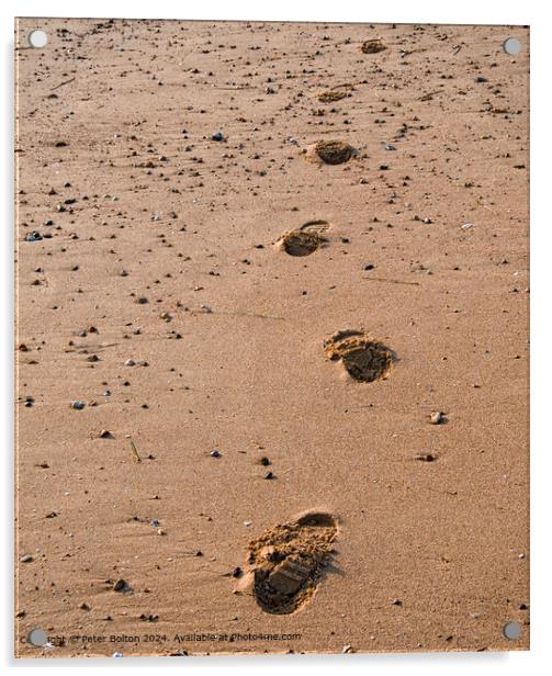 Footprints in the sand. Acrylic by Peter Bolton