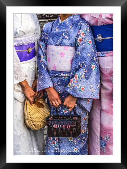 Colorful Kimonos Kiyomizu Temple Kyoto Japan Framed Mounted Print by William Perry