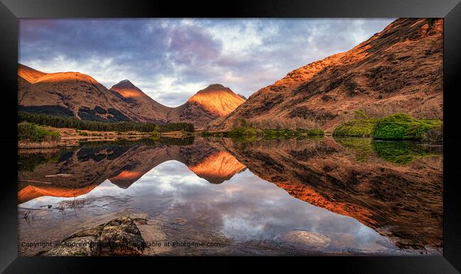 Lochan Urr Sunset, Scotland Framed Print by Andrew Briggs
