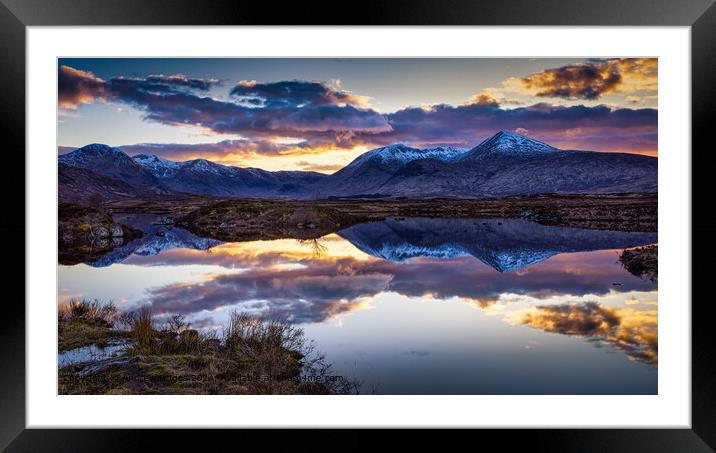 Sunset at Rannoch Moor, Scotland Framed Mounted Print by Andrew Briggs