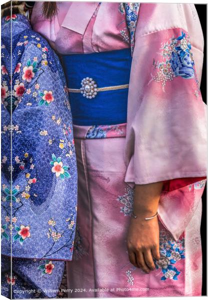Colorful Kimonos at Kiyomizu Temple Kyoto Japan Canvas Print by William Perry