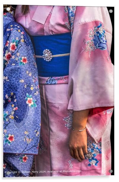 Colorful Kimonos at Kiyomizu Temple Kyoto Japan Acrylic by William Perry