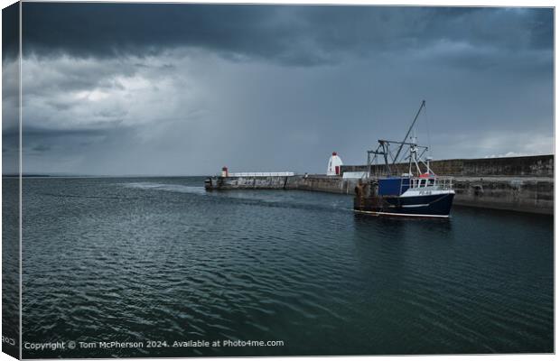 Burghead Harbour Fishing Boat Canvas Print by Tom McPherson