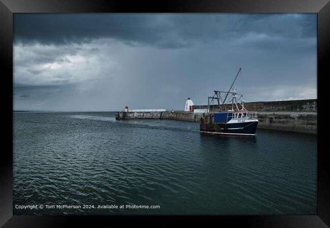 Burghead Harbour Fishing Boat Framed Print by Tom McPherson