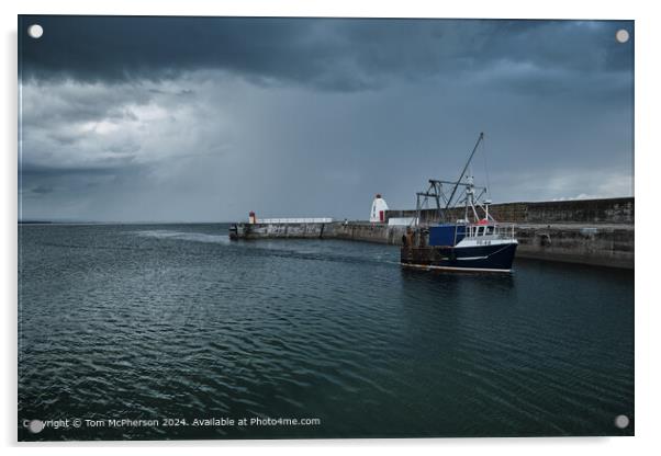 Burghead Harbour Fishing Boat Acrylic by Tom McPherson