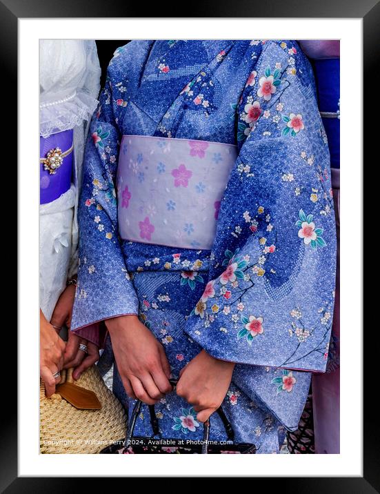 Colorful Kimonos at Kiyomizu Kyoto Japan Framed Mounted Print by William Perry