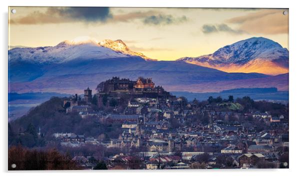 Stirling Castle Sunrise Acrylic by Andrew Briggs