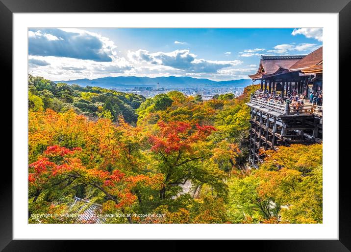 Vibrant Autumn Leaves Kiyomizu Temple Kyoto Japan Framed Mounted Print by William Perry