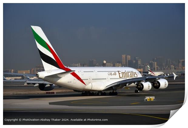Aircraft with Skyline Contrast in Dubai. Print by PhotOvation-Akshay Thaker