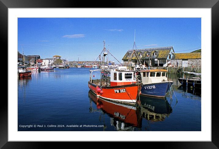 Mevagissey Harbour Framed Mounted Print by Paul J. Collins