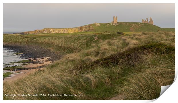 Dunstanburgh Castle Sunset Landscape Print by Alan Dunnett