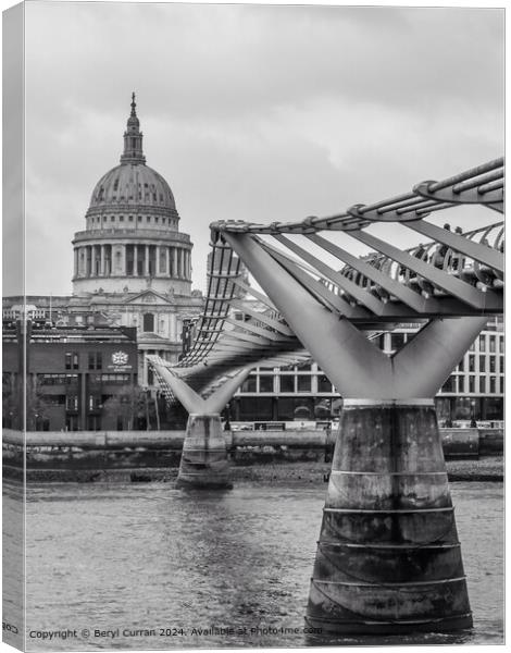 The Millennium Bridge London  Canvas Print by Beryl Curran