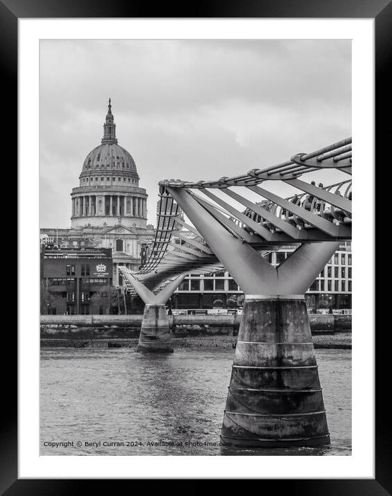The Millennium Bridge London  Framed Mounted Print by Beryl Curran