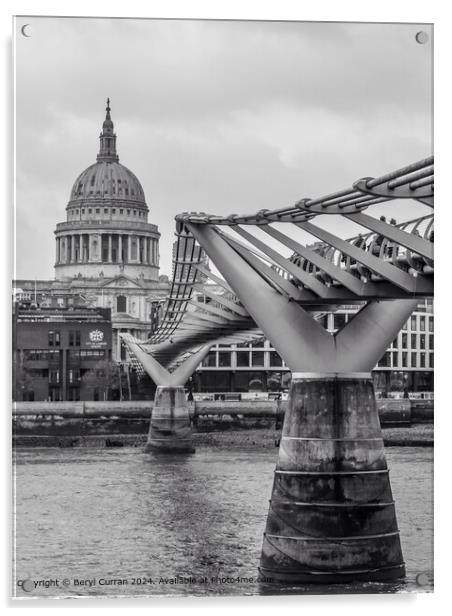 The Millennium Bridge London  Acrylic by Beryl Curran