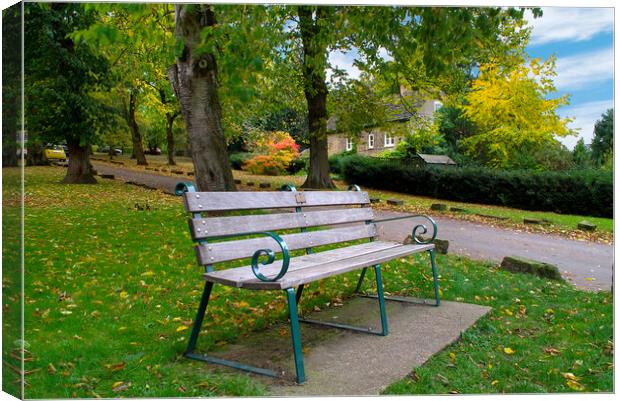 Autumnal Seat in Wentworth Village Canvas Print by Alison Chambers