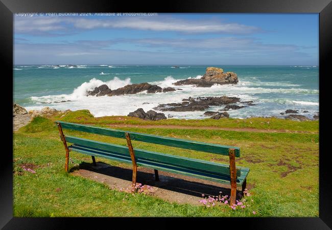 Watching the Waves on Guernsey Coast Framed Print by Pearl Bucknall