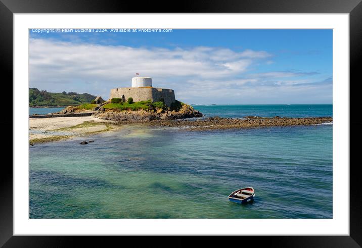 Grey Fort in Rocquaine Bay, Guernsey Framed Mounted Print by Pearl Bucknall