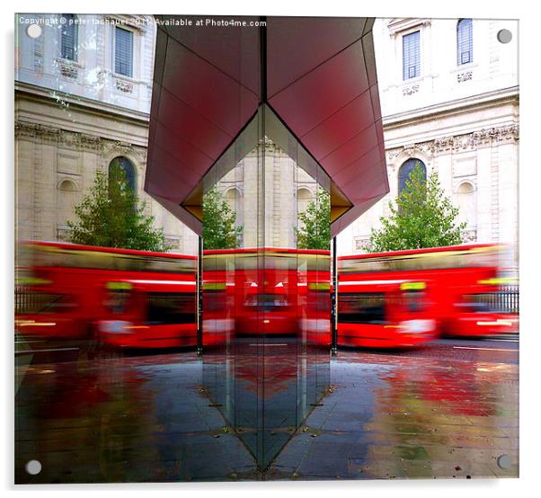 Red London Bus Reflected Acrylic by peter tachauer