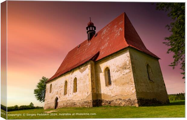 Old church in the summer field. Dobronice u Bechyne, Czech republic. Canvas Print by Sergey Fedoskin