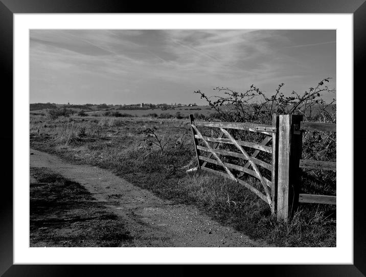 Monotone landscape at Two Tree Island, Essex. Hadliegh Castle visible on the horizon. Framed Mounted Print by Peter Bolton