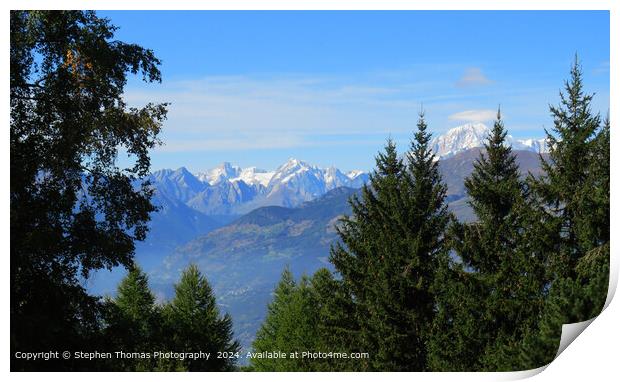 Oasta Valley from Pila in Italy Print by Stephen Thomas Photography 