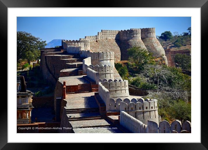 The Great Wall of India. THE WALL THAT SURROUNDS THE ancient fort of Kumbhalgarh castle in India Framed Mounted Print by PhotOvation-Akshay Thaker