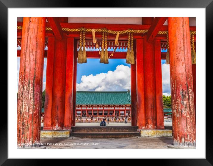 Colorful Entrance Gate to Heian Shinto Shrine Kyoto Japan Framed Mounted Print by William Perry