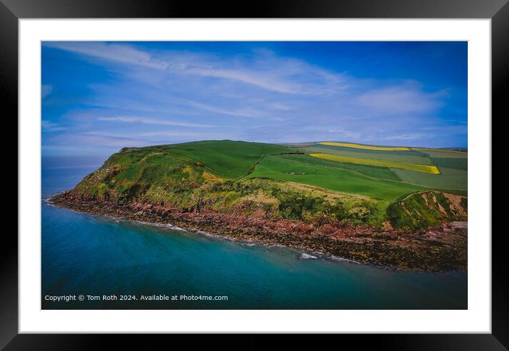 An aerial photograph of the iconic St Bees Head Cliff Face Framed Mounted Print by Tom Roth