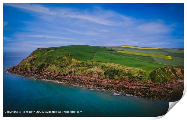An aerial photograph of the iconic St Bees Head Cliff Face Print by Tom Roth