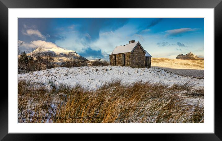 Elphin Bothy,  Cul Mor and Suilven Framed Mounted Print by Andrew Briggs