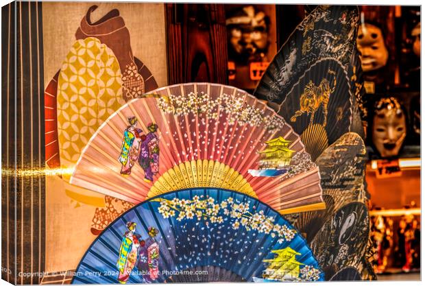 Japanese fans souvenir shop Near Heian Shinto Shrine Kyoto Japan Canvas Print by William Perry
