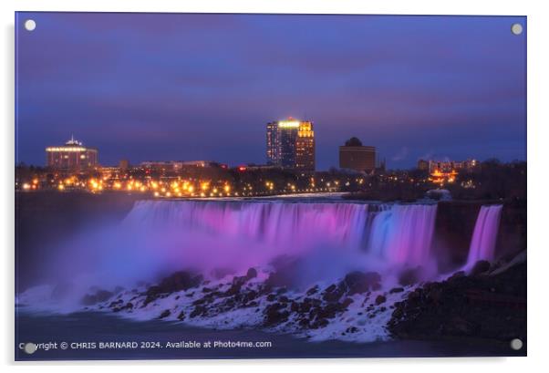 Light display over the American Falls at Niagara Acrylic by CHRIS BARNARD