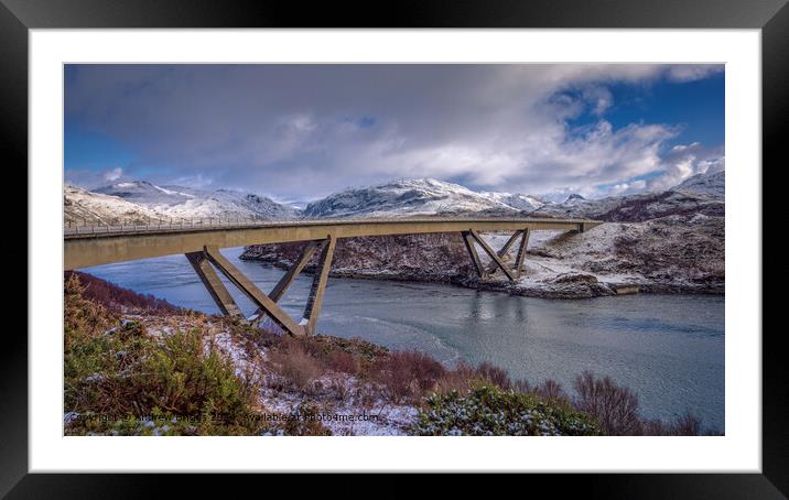 Winter at Kylesku Bridge in the Scottish Highlands Framed Mounted Print by Andrew Briggs