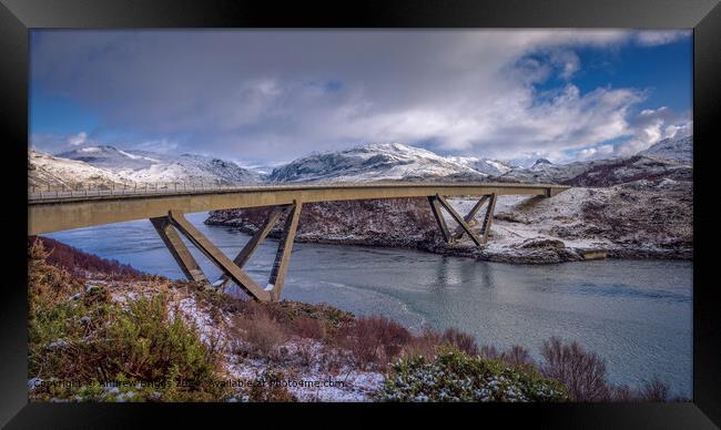 Winter at Kylesku Bridge in the Scottish Highlands Framed Print by Andrew Briggs